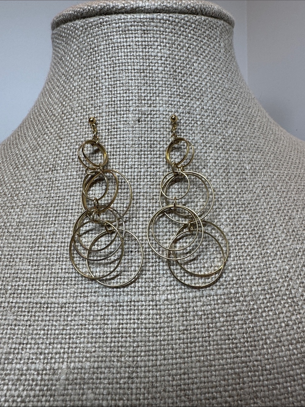 Gold Multi-Hoop Drop Earrings - Picture 2 of 2